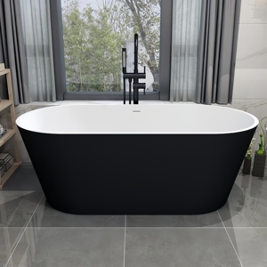 Sang trọng hiện đại Matte trắng đen bề mặt rắn Bồn tắm nhựa đá freestanding Đá Nhân Tạo bồn tắm cho phòng tắm khách sạn sử dụng - Product Image 1