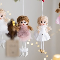 Pendentif Poupée Ange en Peluche, Ornement de Noël en Tissu avec Jupe en Dentelle, Décoration d'Intérieur, Cadeau Adorable, Style Instagram