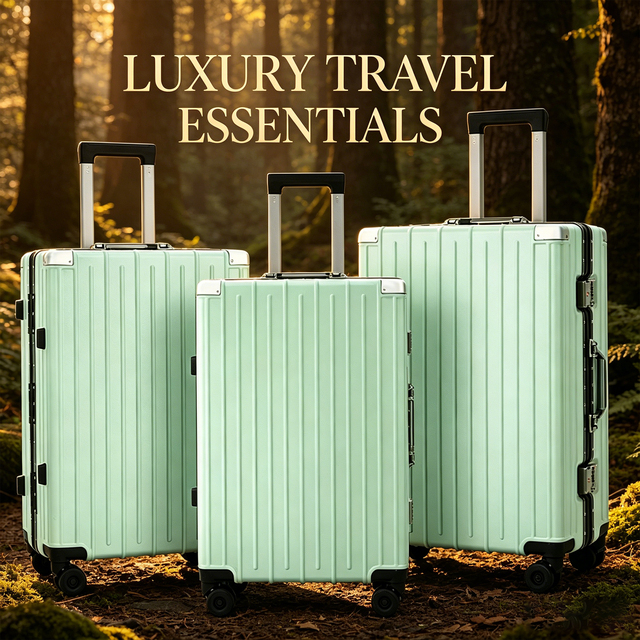 Aluminum Frame Luggage Set, ABS+PC Hard Shell Spinner Suitcase With, 20/24/28 Inch for Travel & Business