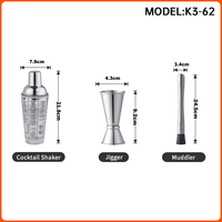 Ensemble de shaker à cocktail en acier inoxydable et verre, personnalisable, écologique, avec jigger, design court, vente en gros par Creation Factory