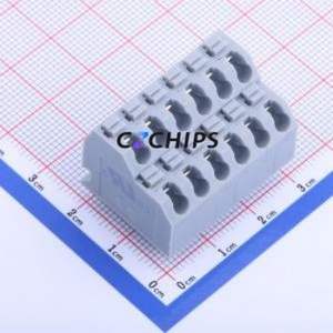 KF250T-5.0-2*6P Spring Terminal Block Through hole Component (THT),P=5mm Connector 2x6P 5mm Gray 12P - Product Image 1