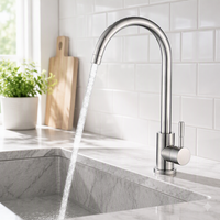 Robinet de cuisine/bar moderne pour hôtel, en acier inoxydable, monocommande, avec cartouche céramique, finition chromée, douchette extractible rotative à 360 degrés