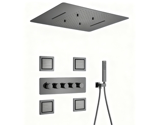 Miscelatore Doccia a Parete Nascosto in Ottone Grigio Antracite Spazzolato Oro con 4 Vie di Uscita e Funzione Deviatore, Flusso Controllabile - Product Image 5