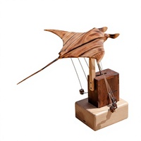 JHISEN Automaton en bois artisanal original en forme de raie manta, certifié CE RoHS, sculpture cinétique, cadeaux de Noël pour les passionnés de la mer, vente en gros