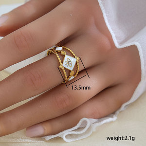 Anillo de Hoja de Acero Inoxidable de Moda Minimalista Popular Europeo Americano, Anillo de Mujer Moderno Chapado en Oro de 18k Personalizado - Product Image 5