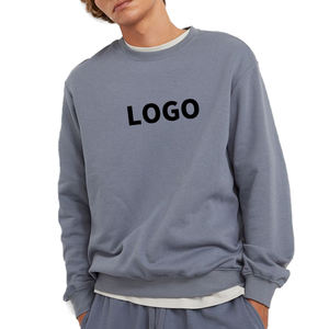 ชุดเสื้อสเวตเตอร์คอกลมมีฮู้ดสำหรับผู้ชายชุดสเวตเตอร์คอกลมมีฮู้ดผ้าคอตตอนสีฟ้าเทา - Product Image 2