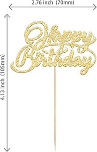 Adornos para Cupcakes de Cumpleaños, Decoraciones Doradas con Brillantina para Celebrar Cumpleaños - Product Image 2