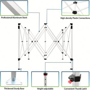 เต็นท์กันสาดแบบพกพาขนาด 10x10 ฟุต เต็นท์ป๊อปอัพกันน้ำ พับเก็บได้ สำหรับงานกลางแจ้ง โครงสร้างแบบเฟรม ผ้าคลุมทำจากผ้า Oxford - Product Image 4