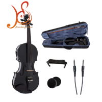 HUASHENG High Gloss Electric Violin Black OEM ODM String Music Instrument Violin 4/4 for Beginner Professional