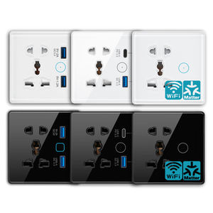 MT-1539MN Homekit Matter Smart Home <b>Universal</b> 2 Gang Matter WiFi Industrial Wall <b>Socket</b> with Glass Panel Apple Home Smartthings - Product Image 1