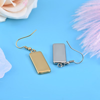 Base de cabochon rectangulaire en acier inoxydable 10x25mm, support de boucles d'oreilles, or rose, accessoires de fabrication de bijoux DIY