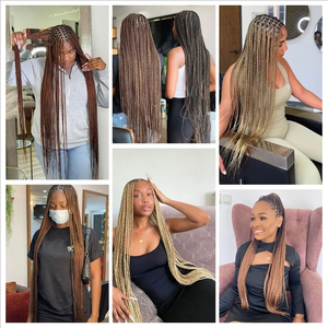 Extensions de cheveux synthétiques soyeux lisses pour tresses au crochet, pré-étirées en vrac - Product Image 6