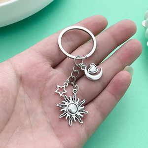 Antique Silver Sun Moon Star <b>Keychain</b> Zinc Alloy Portable Jewelry Accessory For Creative DIY Gifts ER543 - Product Image 2