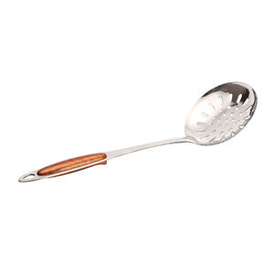 Creative 6-Piece Stainless Steel Kitchen Utensil Set With Wooden <b>Handles</b> For Cooking Stirring Serving And Straining - Product Image 4