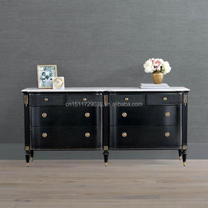 <span class=keywords><strong>Commode</strong></span> <span class=keywords><strong>double</strong></span> noire de luxe avec plateau en marbre, quincaillerie en laiton doré, 8 tiroirs de rangement, meuble de chambre classique - Product Image 3