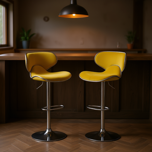 DB Masaccio Ensemble de 2 tabourets de bar pivotants contemporains réglables, cadre en métal jaune, meubles de bar pour la maison - Product Image 2