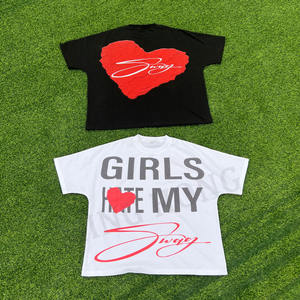 Camiseta personalizada de algodón de alta calidad 300 Gsm con estampado digital y cuello acanalado para hombre - Product Image 2