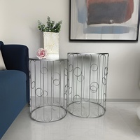 Ensemble de 2 tables basses en métal doré, style américain, écologique, luxe, décoration moderne pour la maison, meubles de salon, vente en gros
