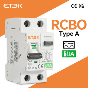 NUEVO Interruptor Automático Diferencial ETEK RCBO Tipo A 1P+N con Protección Contra Fugas de Sobrecorriente 6KA 2P <span class=keywords><strong>DPN</strong></span> 30mA EKL13-63 <span class=keywords><strong>40A</strong></span> - Product Image 1