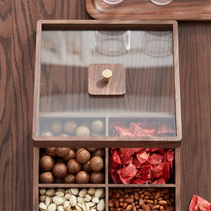 Caja de Almacenamiento de Aperitivos de Madera de Nogal, Rectangular, 9.5 cm, Hecha a Mano, Bandeja de Exhibición de Frutos Secos y Dulces para el Hogar - Product Image 3