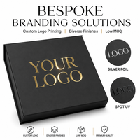 Boîte magnétique rigide noire avec logo personnalisé, ruban, emballage cadeau, fermeture magnétique de luxe, doublure en éponge, laminage mat