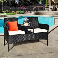 Ensemble de salon de jardin en rotin pour extérieur, table et chaises, idéal pour balcon et jardin, mobilier simple à double position
