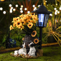Figurine de hérisson solaire en résine pour jardin extérieur, pot de fleurs avec design d'art populaire, décoration de balcon et lumière solaire