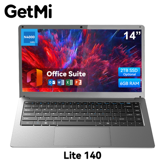 GetMi Lite 140 Custom Brand New 14 Inch Metal Laptop with Wireless IPS Display Portable for Students