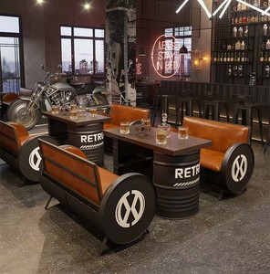 Creative <span class=keywords><strong>Pub</strong></span> Dining Bar Bar sofa <span class=keywords><strong>Table</strong></span> and Chairs phong cách công nghiệp rõ ràng thanh KTV sắt sofa Booth - Product Image 3