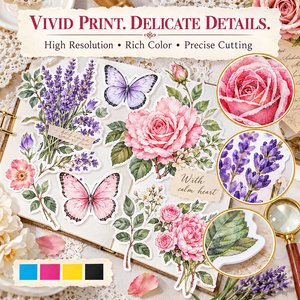 Autocollants floraux vintage personnalisés, 50 pièces, étiquettes brillantes en <span class=keywords><strong>papier</strong></span> gaufré adhésif pour <span class=keywords><strong>scrapbooking</strong></span>, journal, bricolage, artisanat, décoration - Product Image 3