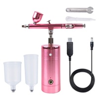 Kit Compresseur Aérographe Portable Sans Fil Automatique Nano-Ionique pour Maquillage, Décoration de Gâteaux, Pochoirs, Tatouages et Autres Usages Artistiques