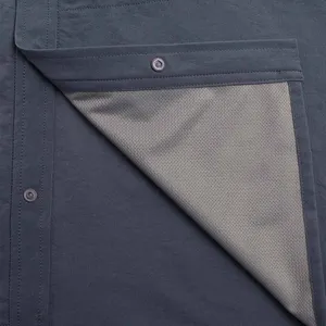 Casual Men Button Up Shirt Custom Logo Short Sleeve Mesh Lining Shirts For Men