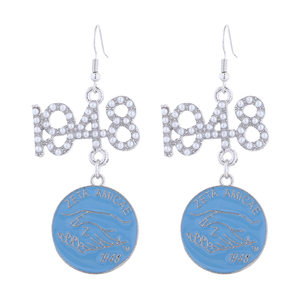 All'ingrosso elegante luce blu morbido smaltato Sorority Zeta Amicae gioielli da signora 1948 di <span class=keywords><strong>perle</strong></span> e simbolo ZA <span class=keywords><strong>orecchini</strong></span> pendenti - Product Image 1