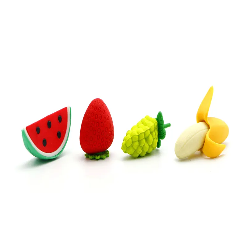 Soododo Promotion Produits École Papeterie 3D Mini Fruit En Forme De Puzzle Gomme Personnaliser Injection Moule Caoutchouc Gelée De Fruits