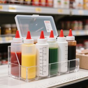 ขวดบีบพลาสติกทรงกระบอก PE ขนาด 250 มล. 8 ออนซ์ แบบเติมได้ สำหรับใช้ในครัวเรือน ใส่ซอส ซอสมะเขือเทศ น้ำมัน พร้อมฝาเกลียว - Product Image 6