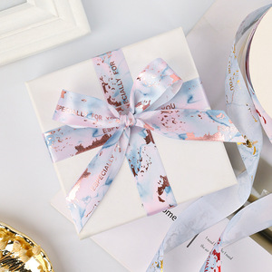 Marble Patterned Ribbon Spool Satin Digital Printing Especially For You Gift <b>Box</b> Decorative Ribbons Fashion Style - Product Image 3