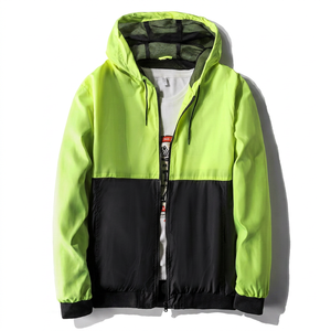 Veste coupe-vent unisexe à capuche verte et noire, coupe-vent décontracté à fermeture éclair pour l'automne, dernière collection, vente en gros, coupe-vent personnalisé avec LOGO - Product Image 3