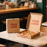 Carpeta de Papel Kraft para Pizza Personalizada, Rectangular, Ranurada, Reciclable, con Logotipo en Cuatro Colores, Grabado en Relieve, Ecológica, Biodegradable, de Grado Alimenticio