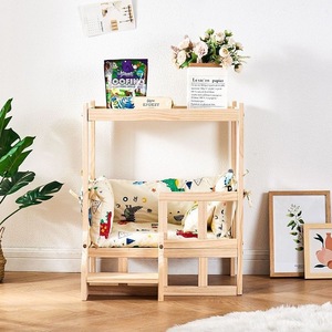 Solid Wood Pet Bed With <b>Storage</b> Rectangle Cat <b>Seat</b> Cushion Summer Use - Product Image 4