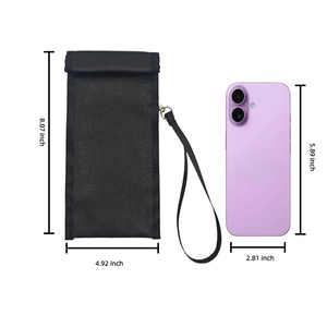 Vente directe d'usine, <span class=keywords><strong>pochette</strong></span> pour smartphone pliable confortable de grande capacité, en matériau PU noir, <span class=keywords><strong>anti</strong></span>-piratage, protection EMF - Product Image 3