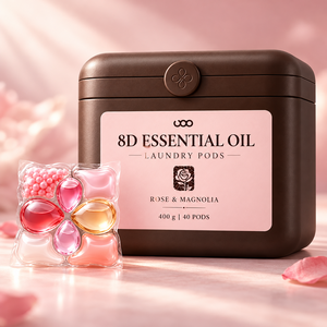 UPO Capsules de lessive jetables 8-en-1 aux huiles essentielles, parfum floral Rose & Magnolia, détergent longue durée 400g - Product Image 1