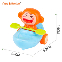 Voiture jouet à rétrofriction en plastique, motif singe de dessin animé et bateau canoë, mini-véhicule pour enfants et tout-petits, idéal comme cadeau de fête