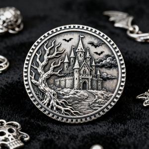 Moneta Commemorativa Personalizzata con Logo Inciso, Design in Stile Gotico, in Lega di Zinco Placcata Argento Anticato, Moneta da Collezione Premium - Product Image 3