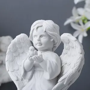 خصم كبير تمثال كيروب صلي بالحديقة من الراتنج تمثال طفل ملاك منحوت هدية تذكارية للطفل ديكور للمنزل