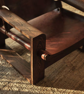 Meubles modernes de luxe de fauteuil de salon de rétro, <span class=keywords><strong>chaise</strong></span> <span class=keywords><strong>longue</strong></span> luxueuse en cuir fabriquée à la main en bois solide - Product Image 5