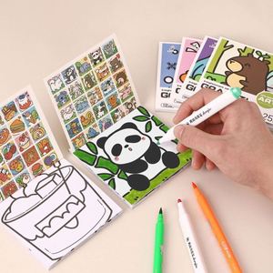 Livre de coloriage portable pour enfants avec album de peinture, mini-aquarelle et notes autocollantes - Product Image 4