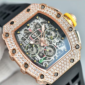 Montre de luxe pour homme, automatique, tourbillon, multifonction, étanche, personnalisable, avec diamants et moissanite, modèle 11-03 - Product Image 1