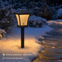 Nouvelles Lampes Solaires LED Extérieures Modernes pour Allées, 14 Lumens, Blanc Chaud 3500K avec Abat-jour en Verre Ondulé, Éclairage Paysager Classé IP65