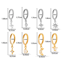 Hengsen Joyería Fina de Piercing Aro de Oreja Colgante para Lóbulo ASTM F136 PVD Oro 18K Joyería de Titanio Anillos Segmentados Articulados con Circonitas