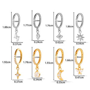 Hengsen Joyería Fina de Piercing Aro de Oreja Colgante para Lóbulo ASTM F136 PVD Oro 18K Joyería de Titanio Anillos Segmentados Articulados con Circonitas - Product Image 2